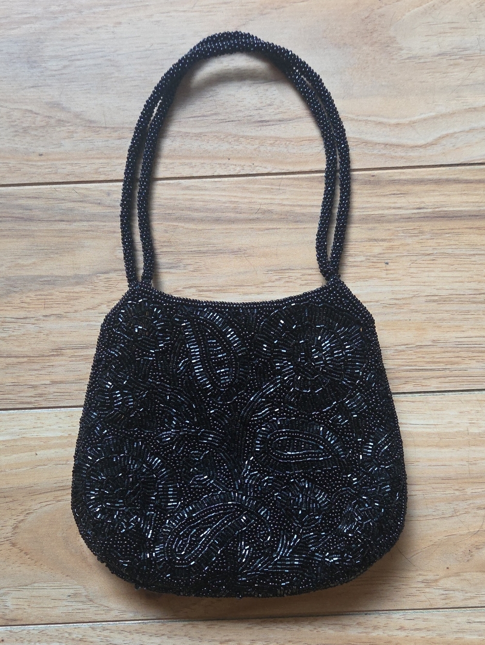 La Regale Vintage Beaded Cocktail Evening Bag Beaded Handles Satin Lining - Picture 2 of 7